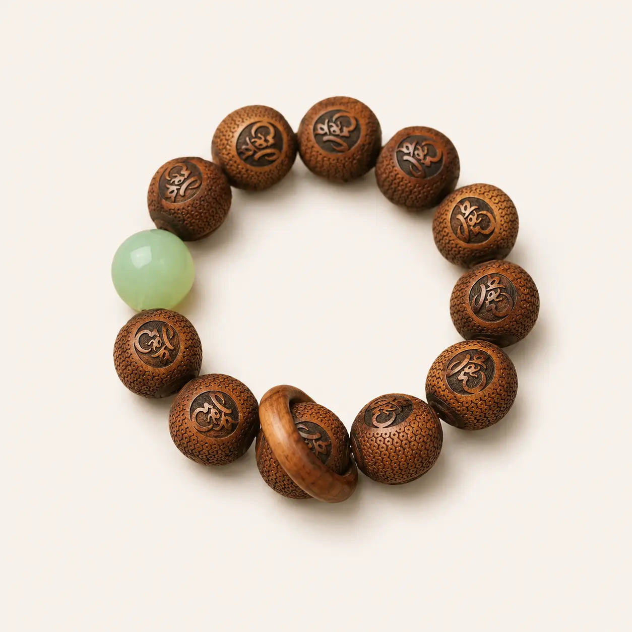 Carved Wood Strand Bracelet