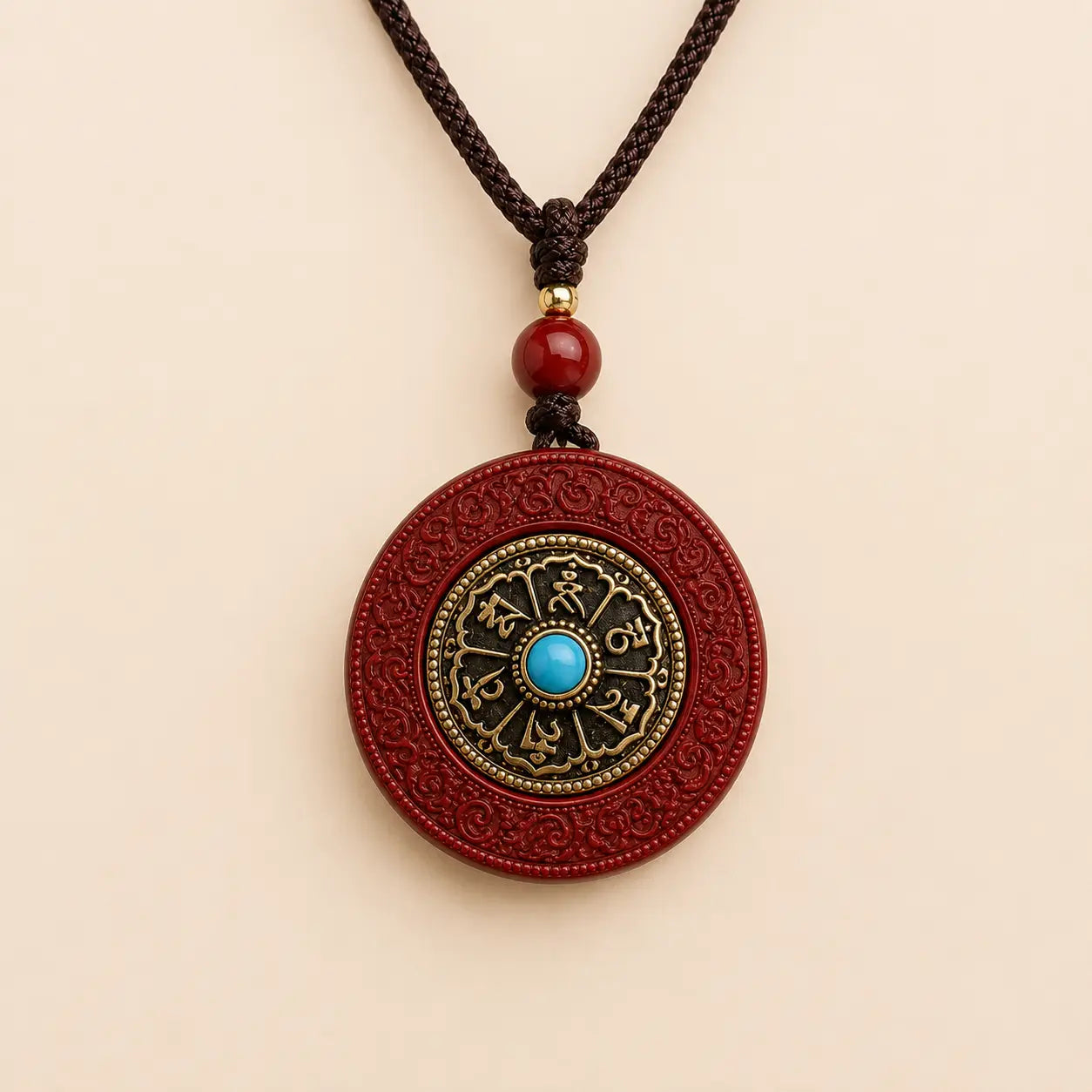 Cinnabar Yin Yang Pendant with cinnabar