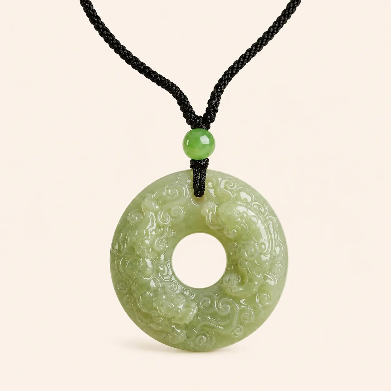 Double-Sided Pixiu Jade Peace Buckle Pendant with green jade and pixiu