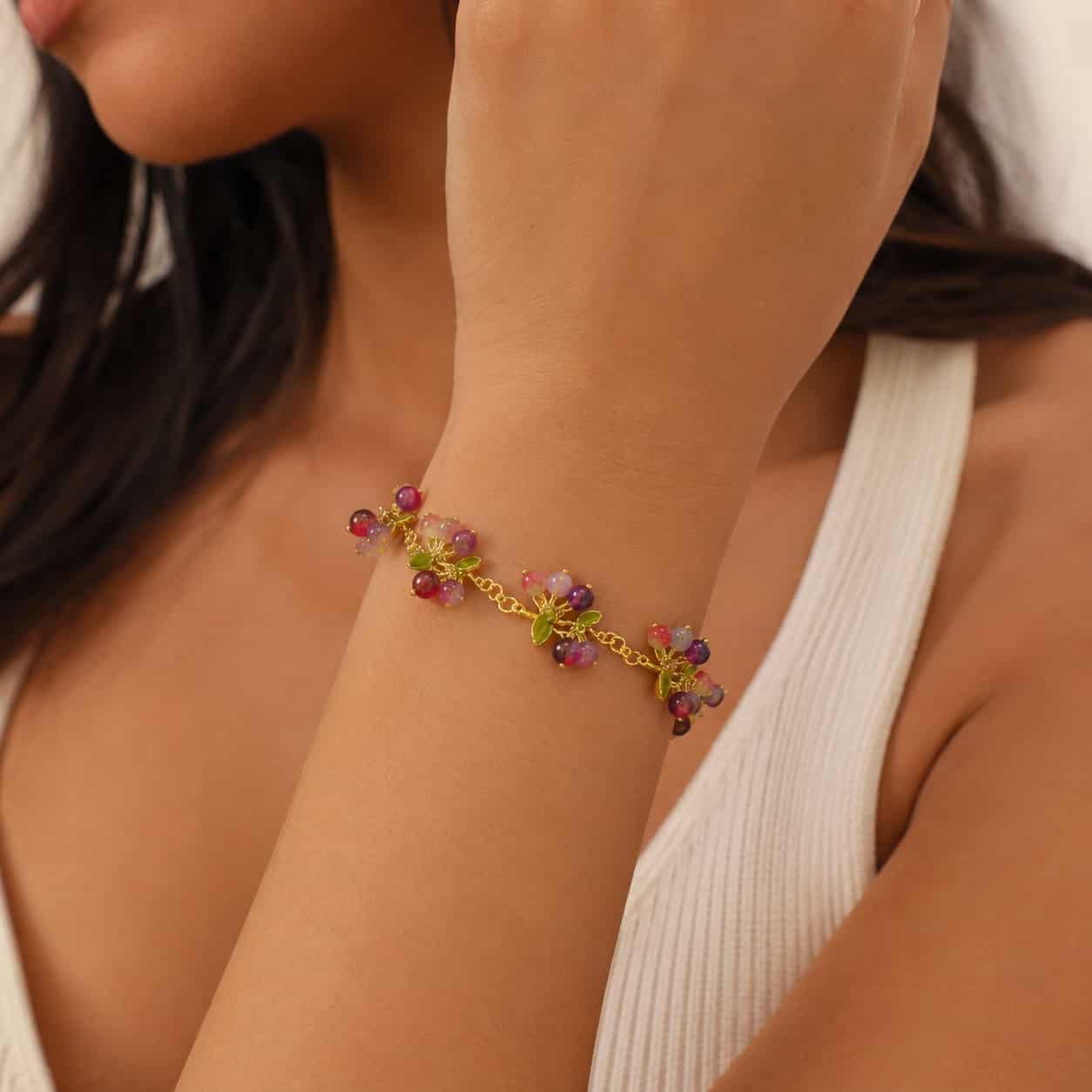Close-up of Glazed Grape Love Bracelet