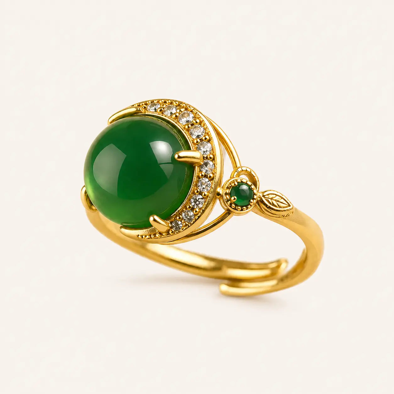 Green Jade Fortune Ring with green jade
