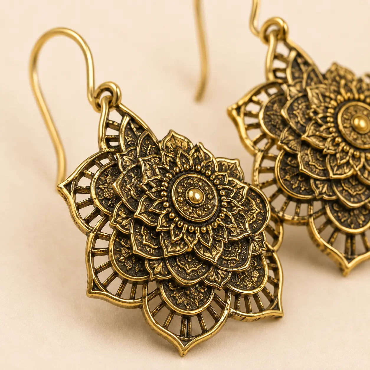 Hollow Geometric Drop Earrings shown from another angle