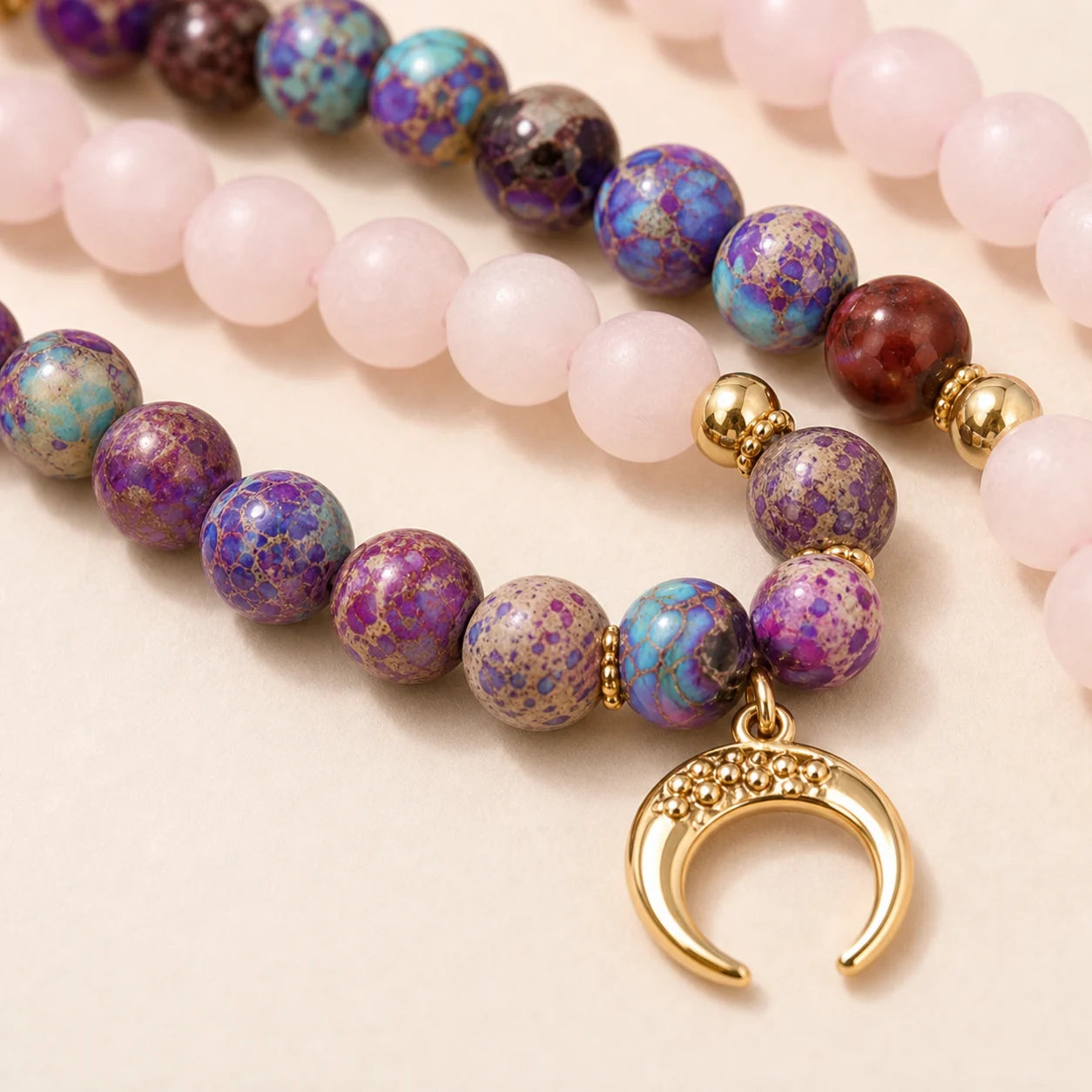 Mixed Stone Moon Necklace