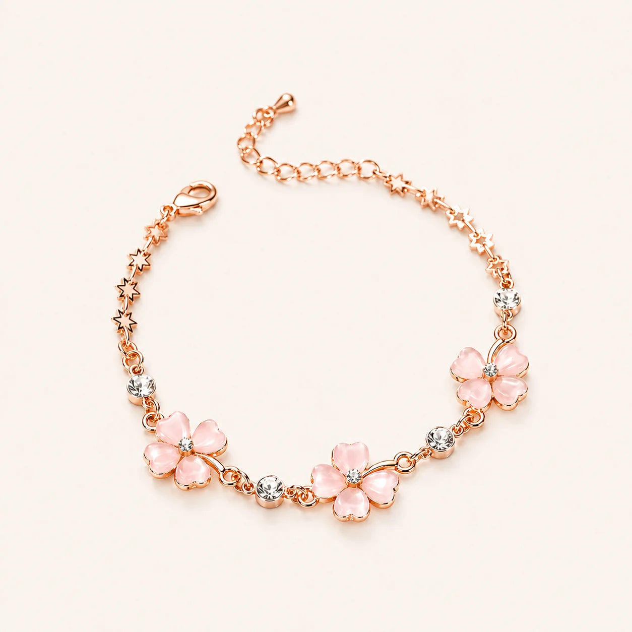 Pink Petal Charm Bracelet