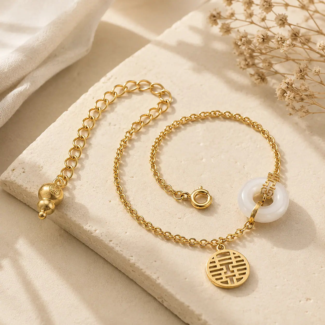 Double Happiness Jade Bracelet