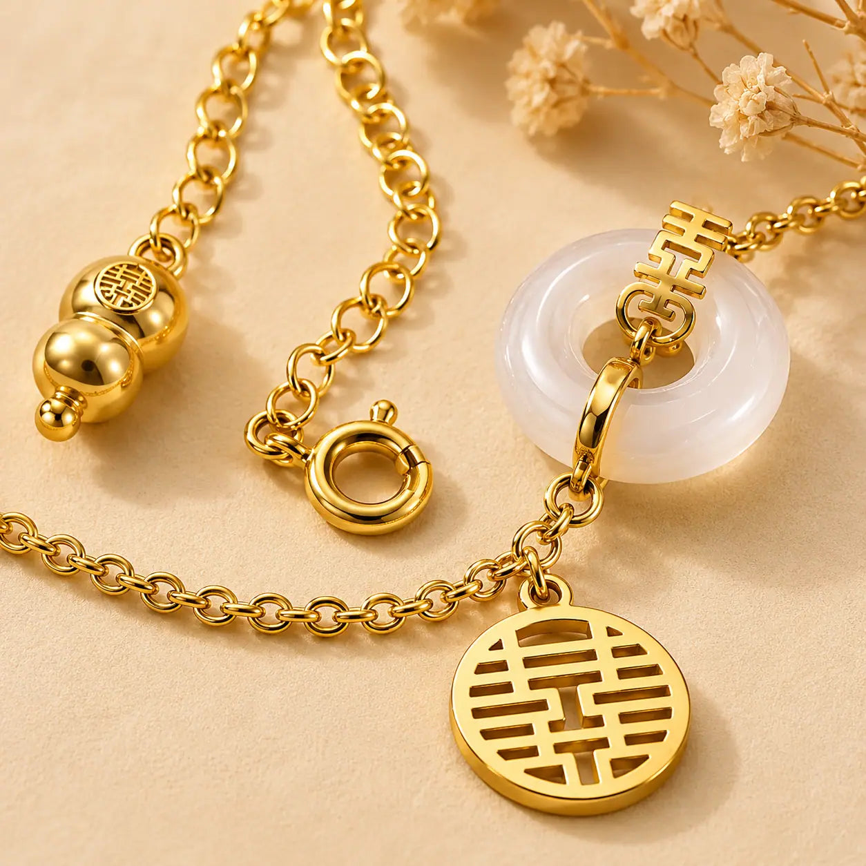 Double Happiness Jade Bracelet