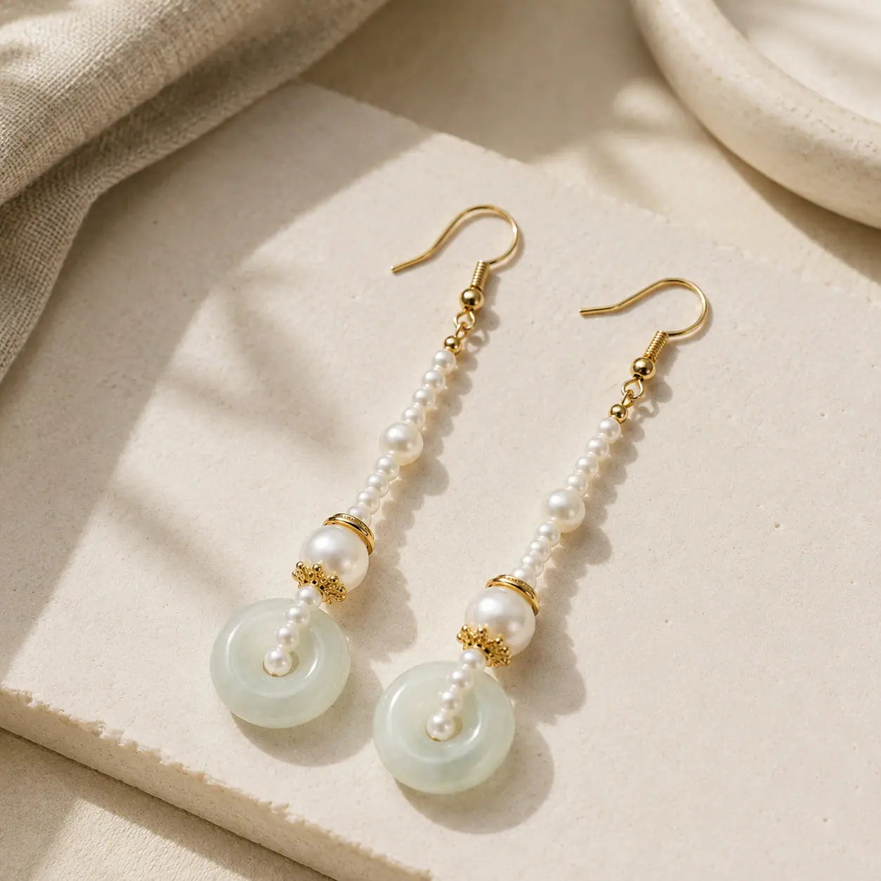 Peace Buckle Pearl Drop Earrings