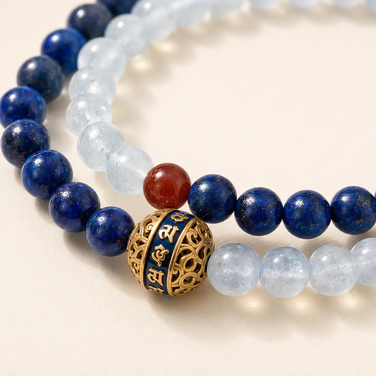 Lapis Lazuli Blue Chalcedony Double Wrap Bracelet