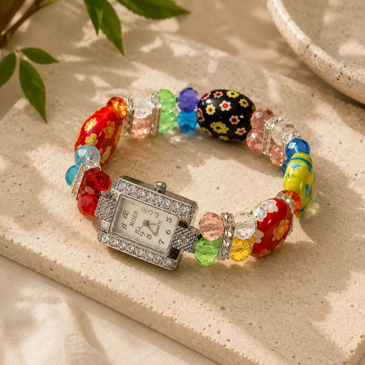 Glazed Flower Watch Bracelet