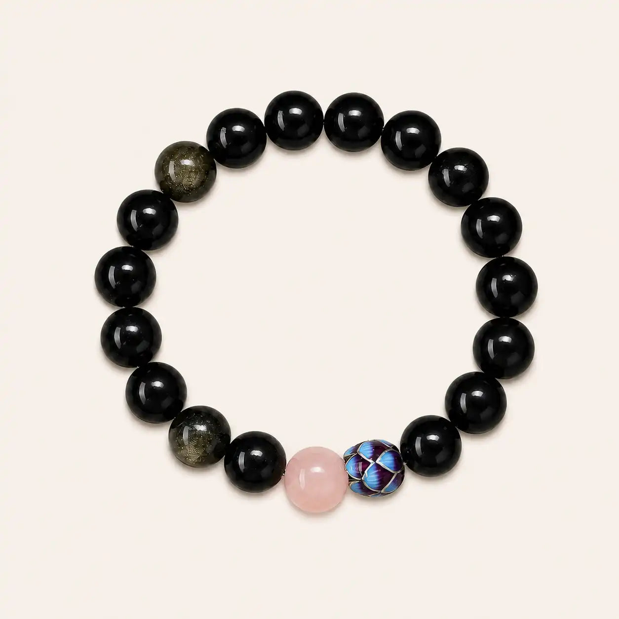 Golden Obsidian Lotus Bracelet