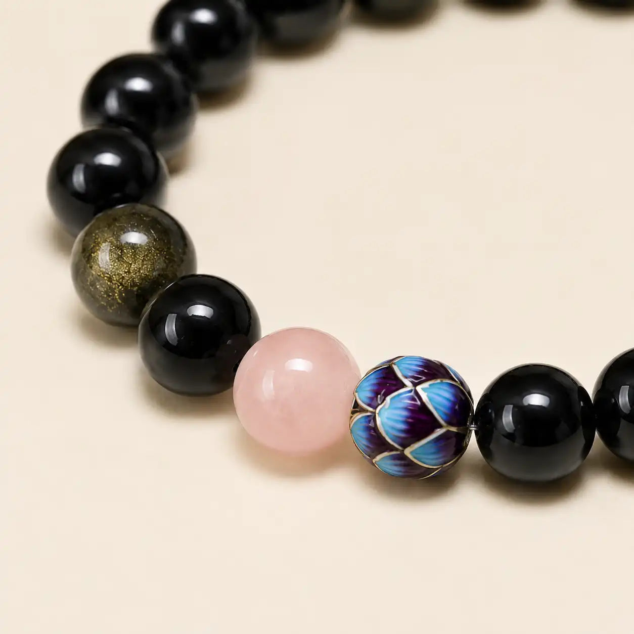 Golden Obsidian Lotus Bracelet