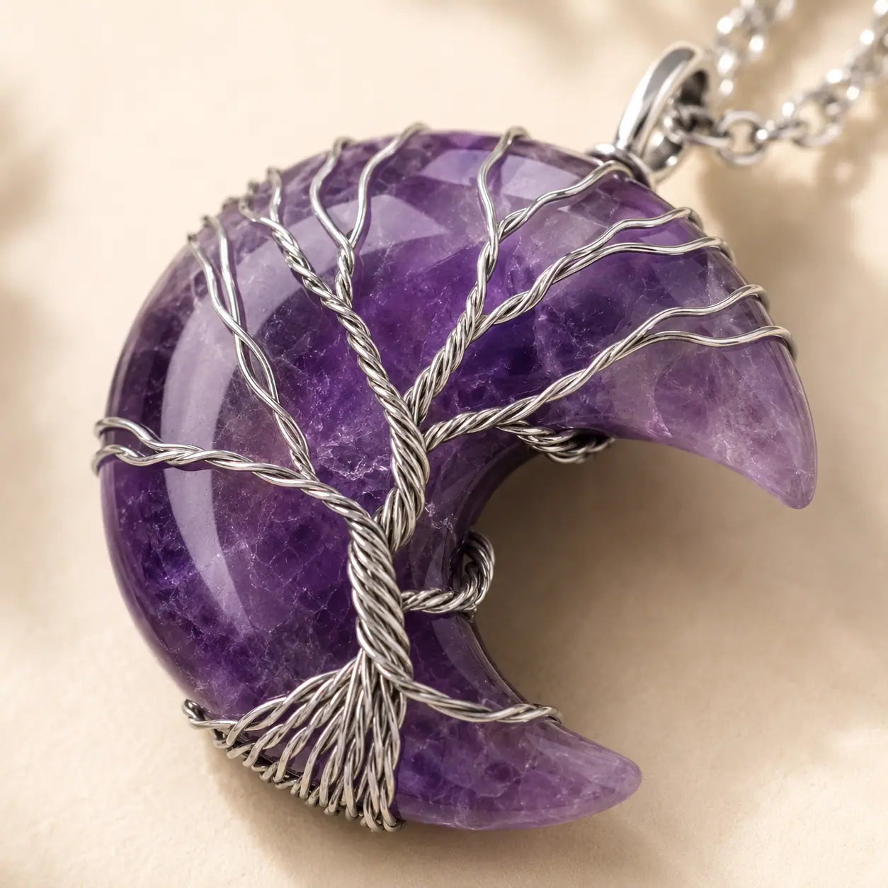 Amethyst Tree of Life Pendant Necklace