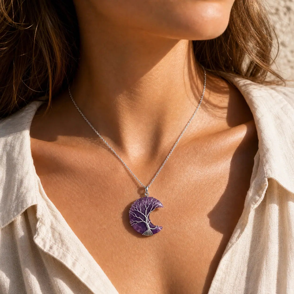 Amethyst Tree of Life Pendant Necklace