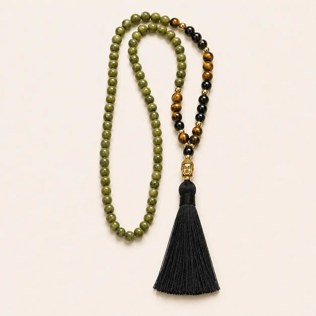 Jade Tiger Eye 108-Bead Necklace