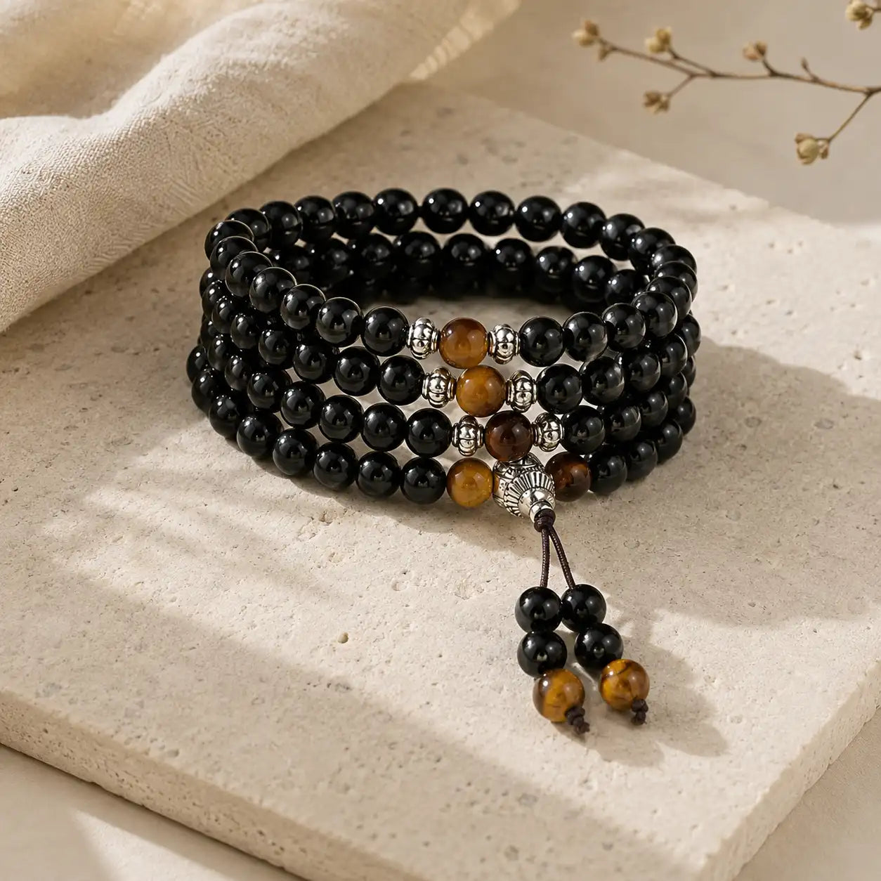 Obsidian Tiger Eye Mala