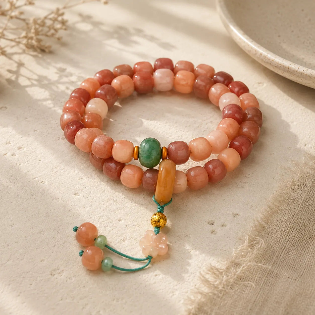 Blush Red Bodhi Mala Bracelet