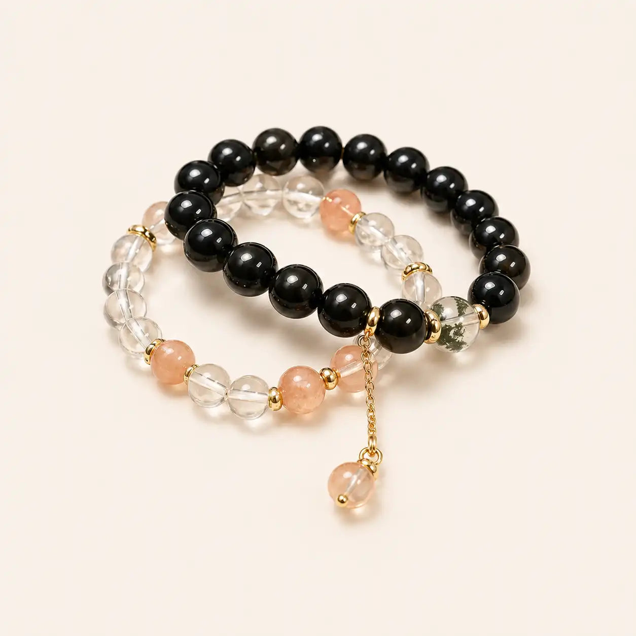 Dark and Light Obsidian Crystal Bracelet
