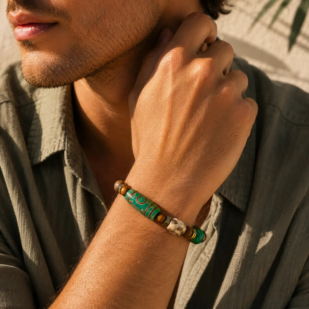 Vintage Wood Bead Protection Bracelet
