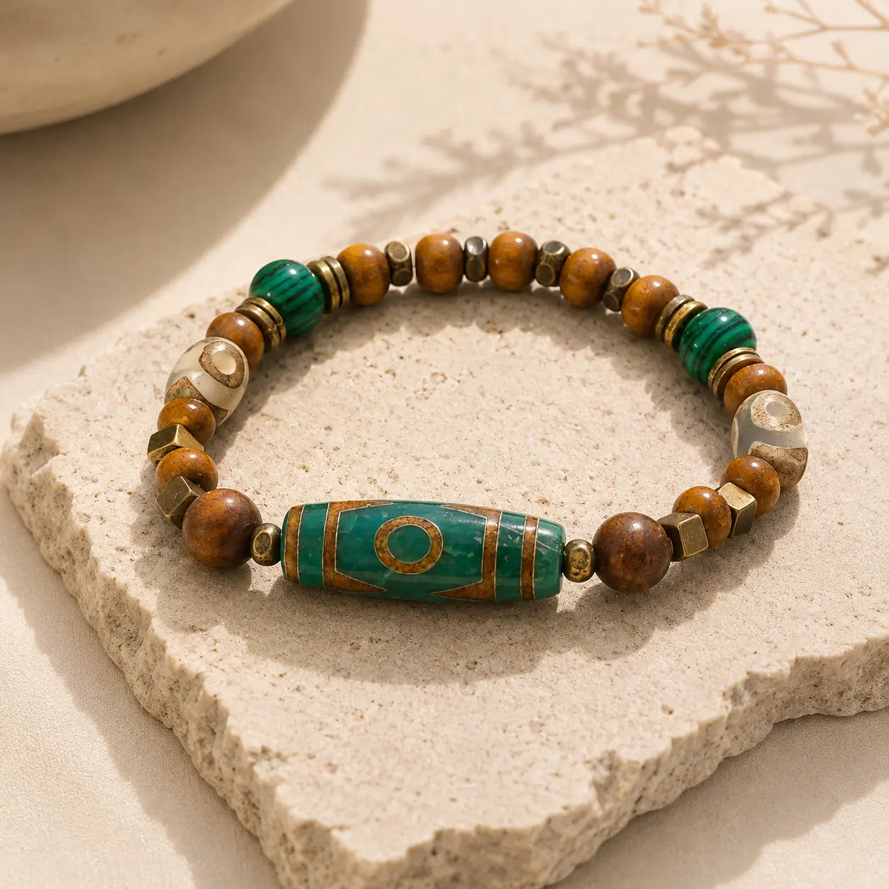 Vintage Wood Bead Protection Bracelet