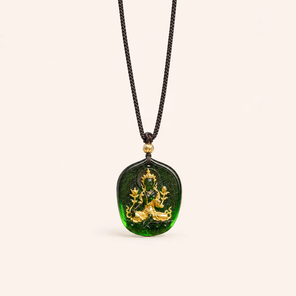 Green Glaze Compassion Symbol Pendant Necklace