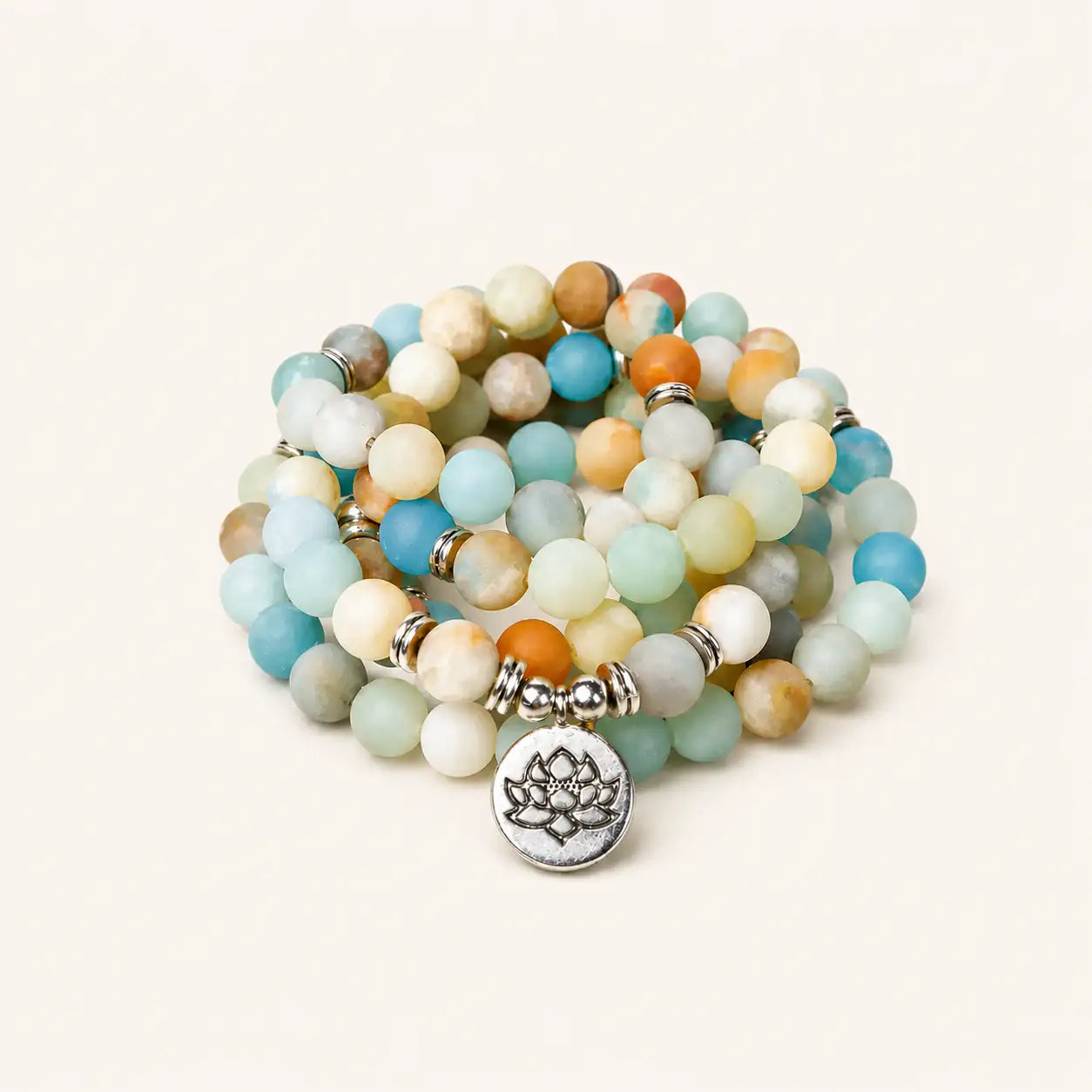 Mixed Stone 108-Bead Lotus Mala
