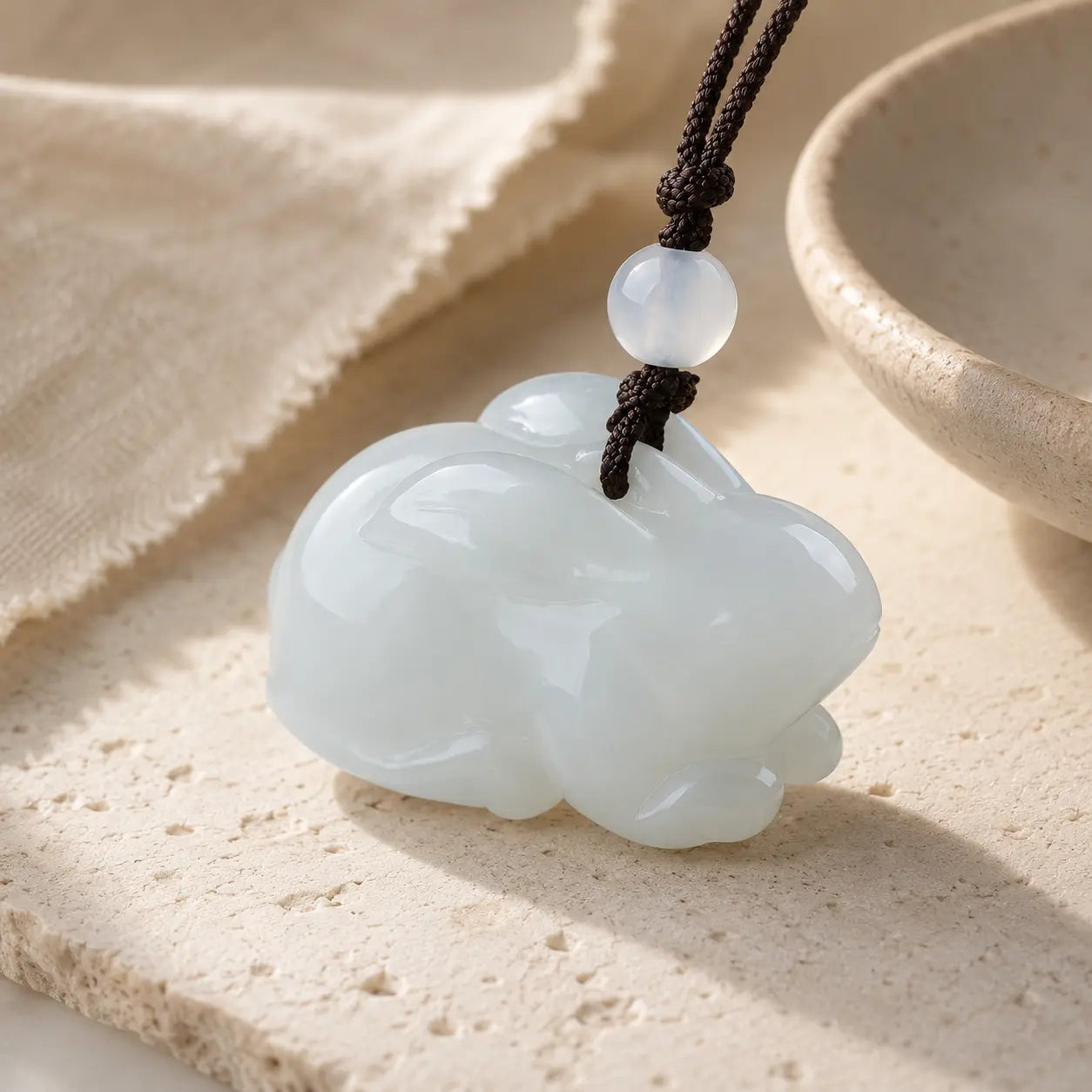 Pale Jade Rabbit Zodiac Pendant