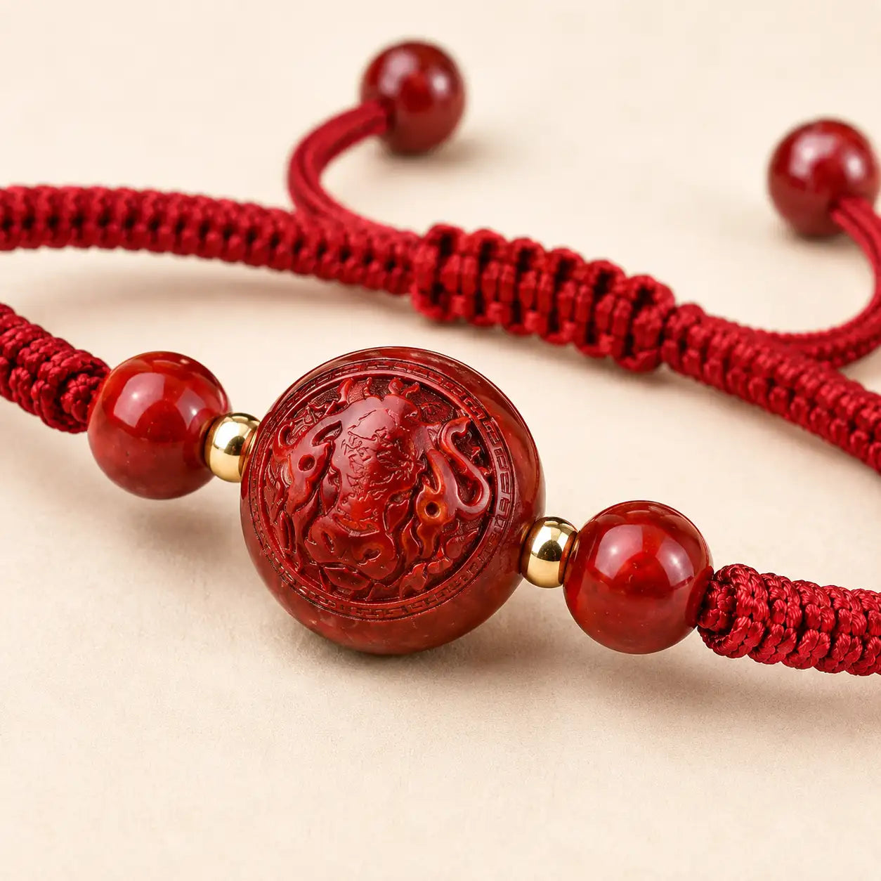 Vermilion Ox Red String Bracelet