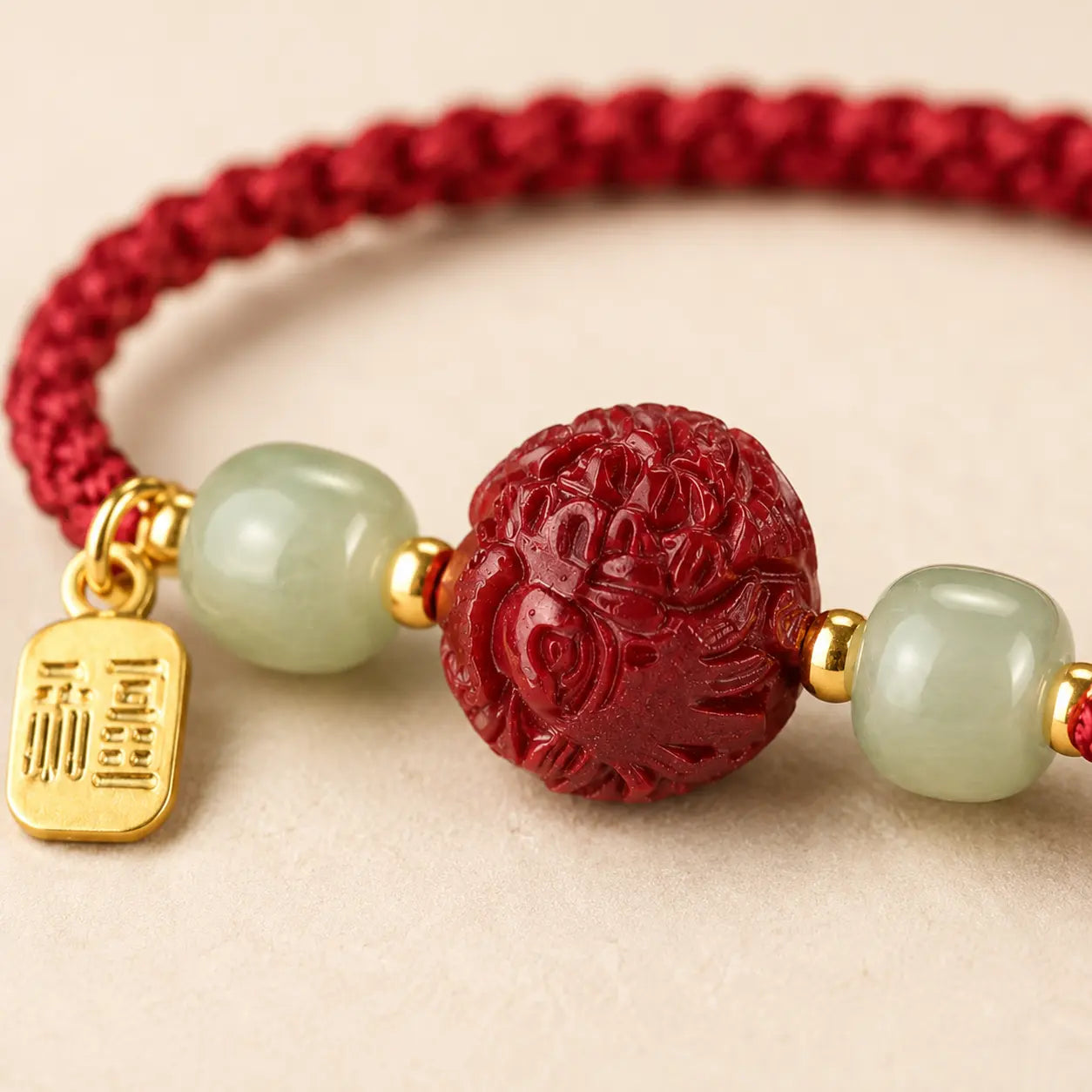 Red Cinnabar Rooster Zodiac Bracelet