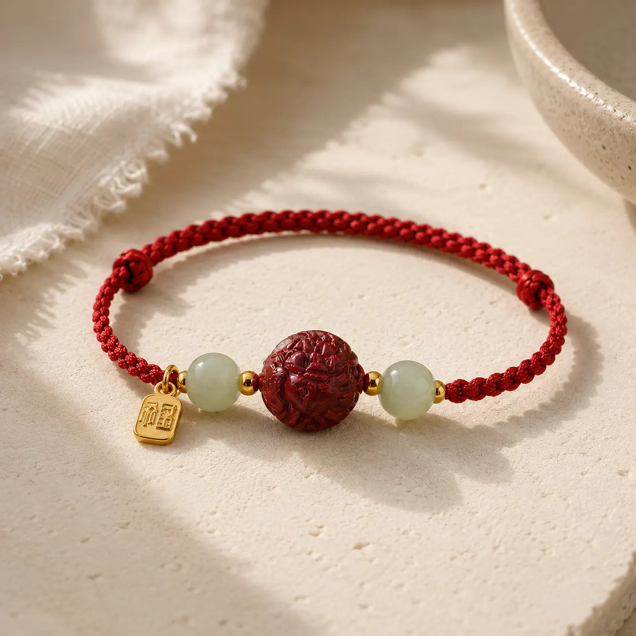 Red Cinnabar Rooster Zodiac Bracelet