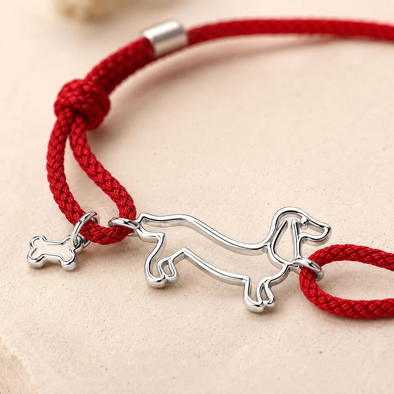 Red Cord Dachshund Dog Bracelet