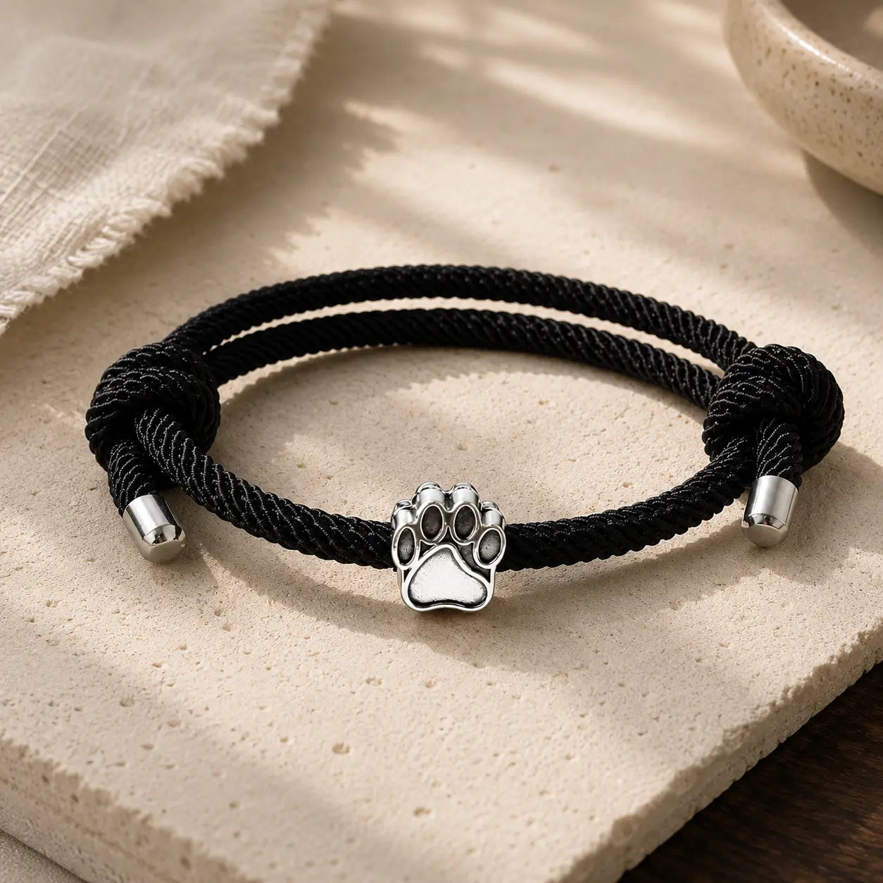 Black Cord Dog Paw Bracelet