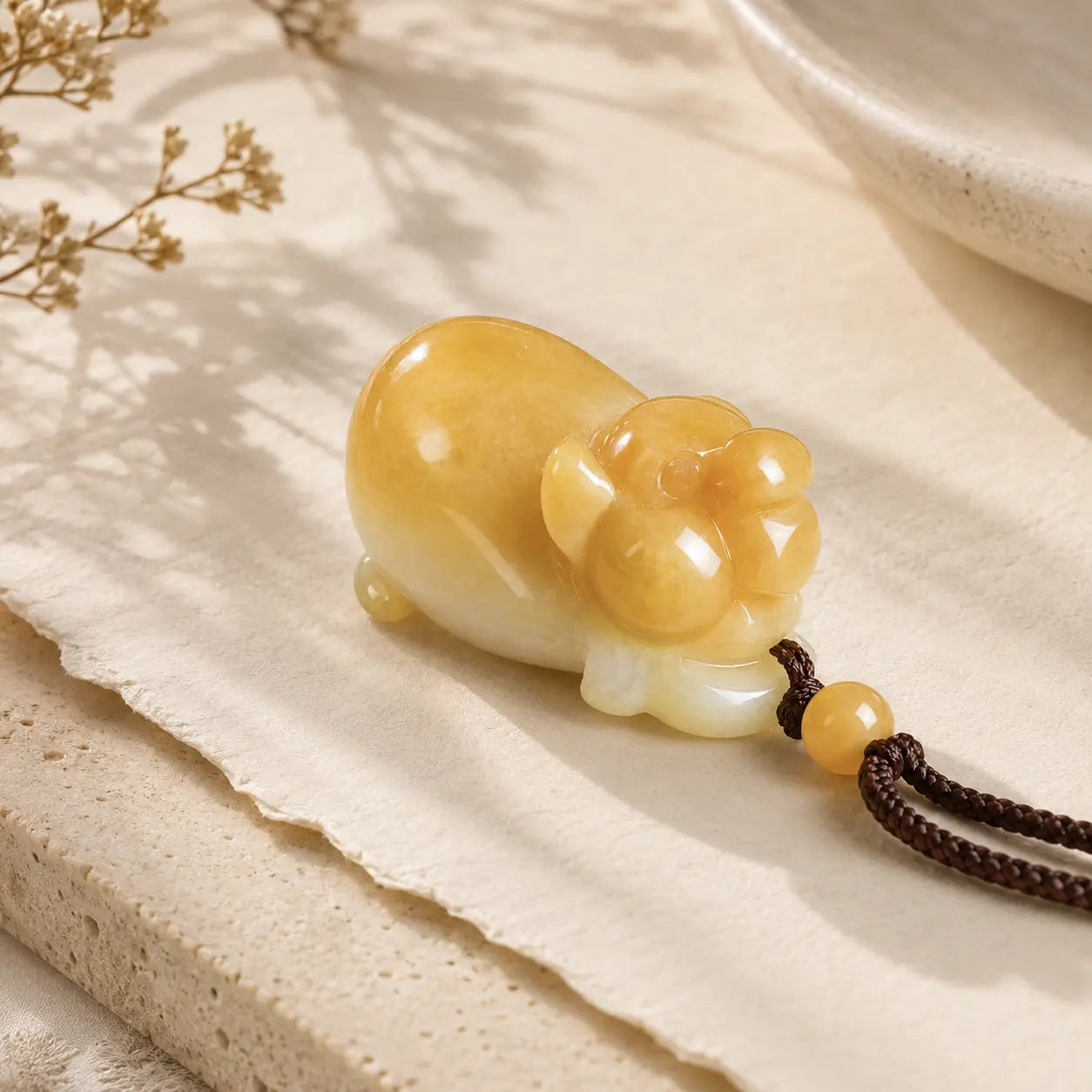 Honey Jade Fortune Pig Pendant