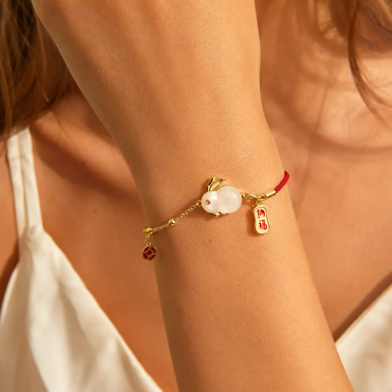 White Rabbit Fu Charm Bracelet