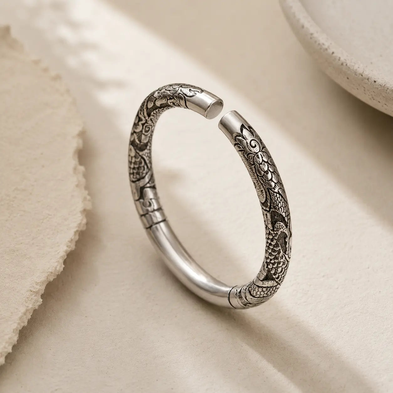 Rising Cloud Relief Cuff Bracelet