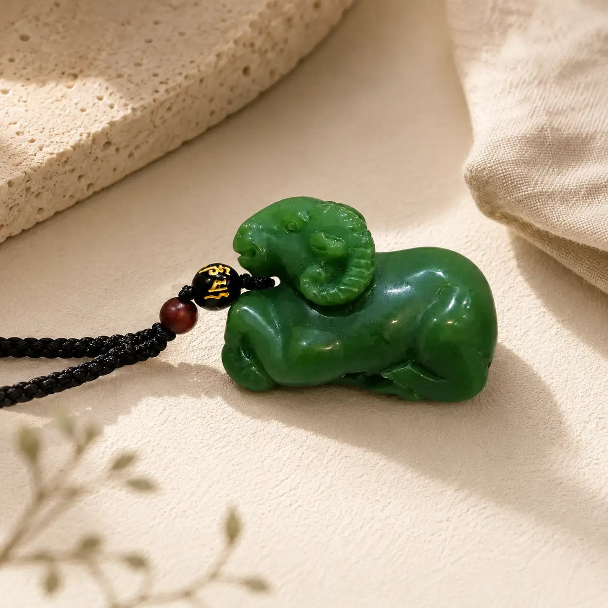 Green Jade Zodiac Goat Pendant