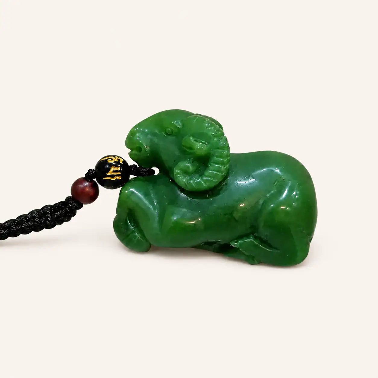 Green Jade Zodiac Goat Pendant