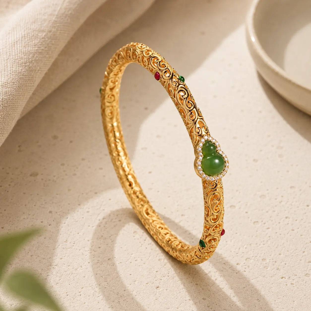 Gold Gourd Jade Bangle