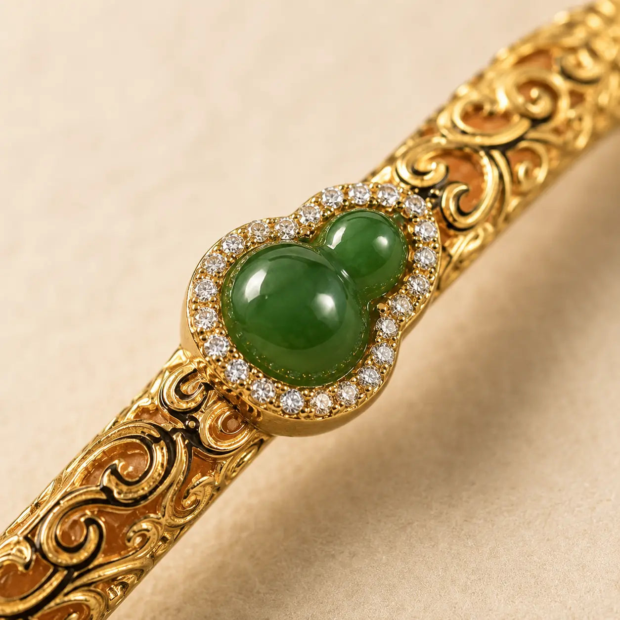 Gold Gourd Jade Bangle
