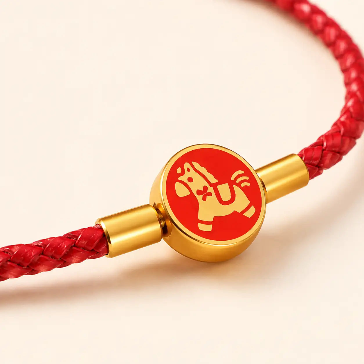 Red Leather Horse Fu Bracelet