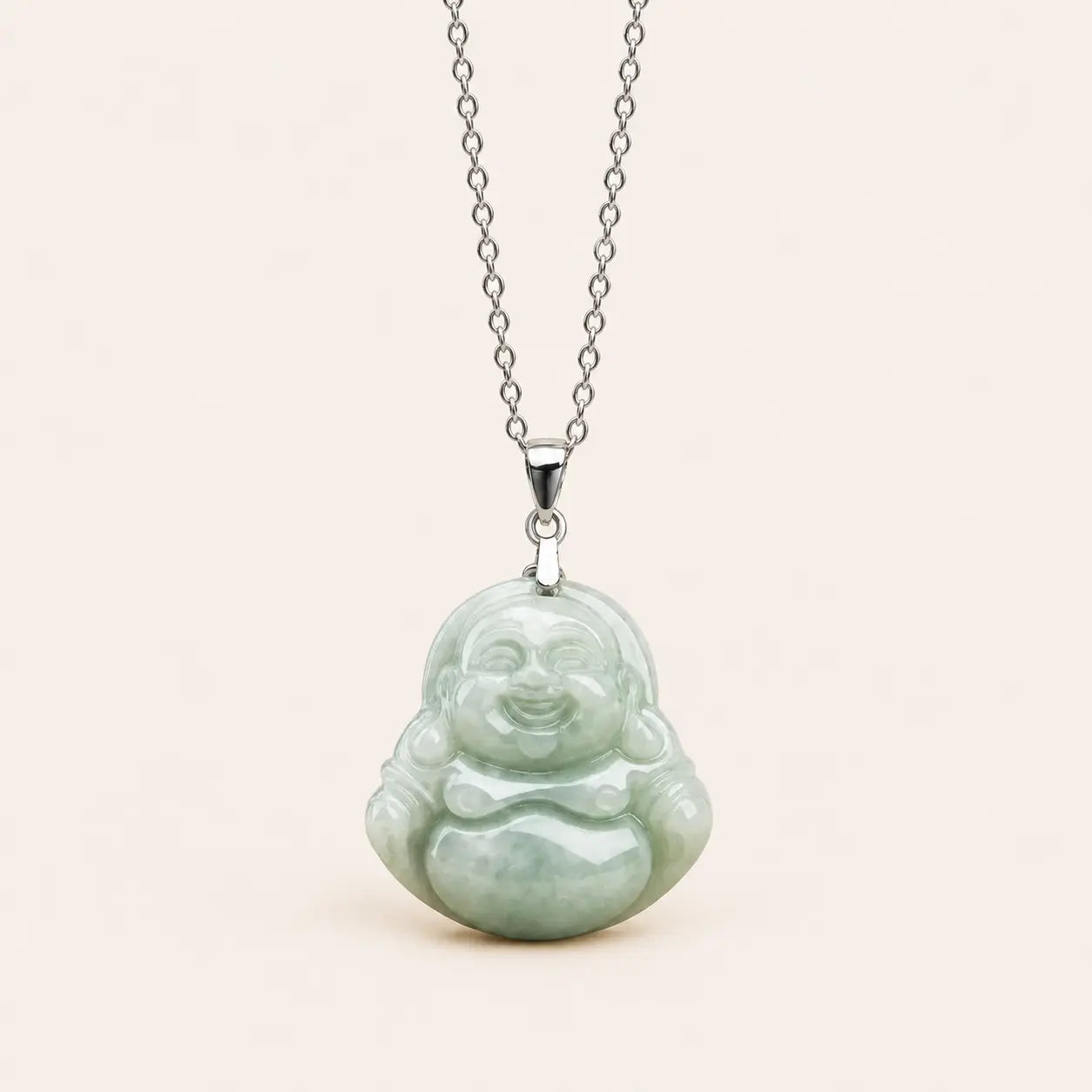 Jade Serenity Symbol Silver Necklace