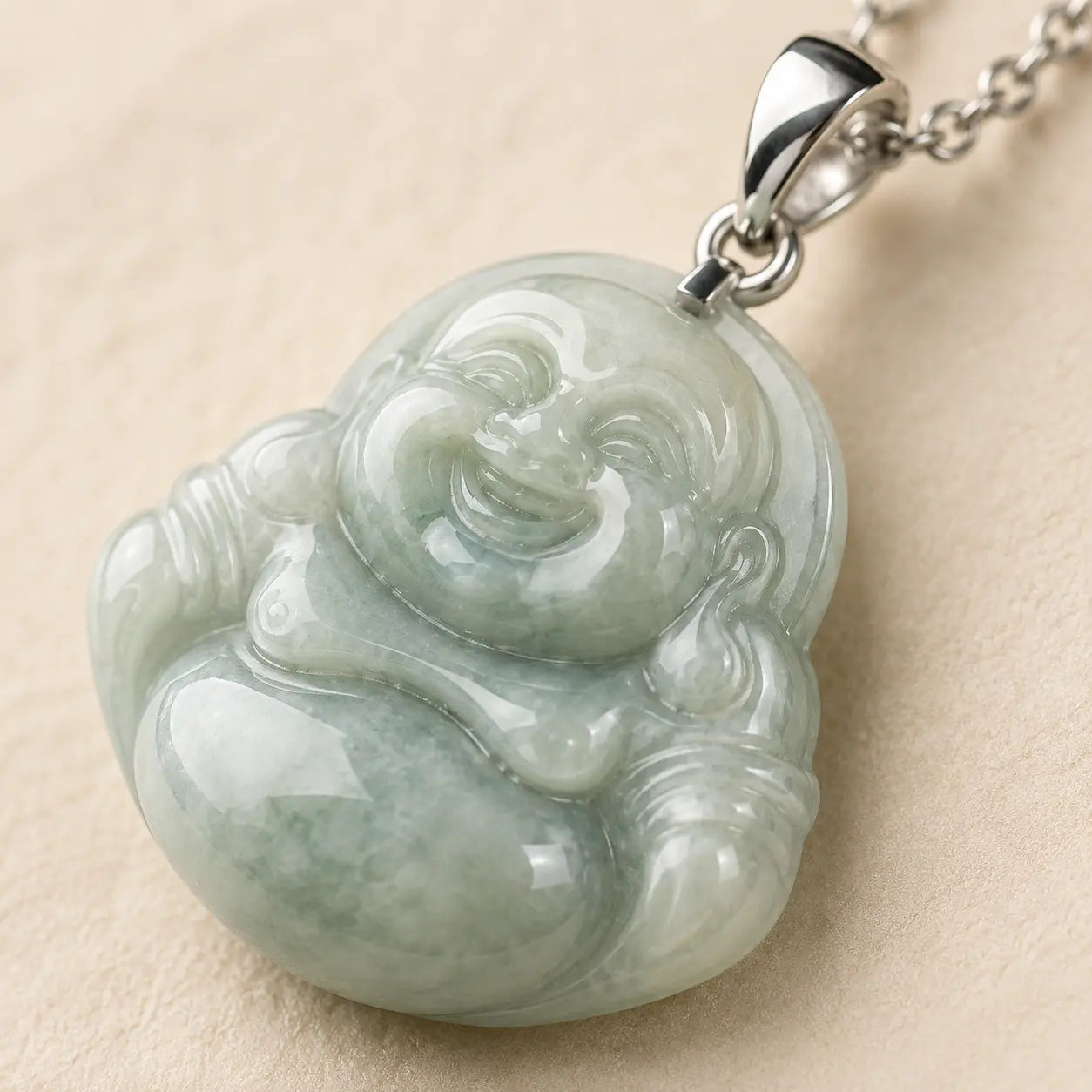 Jade Serenity Symbol Silver Necklace