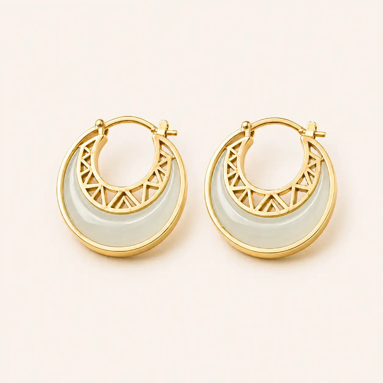 Jade Moon Gold Hoop Earrings