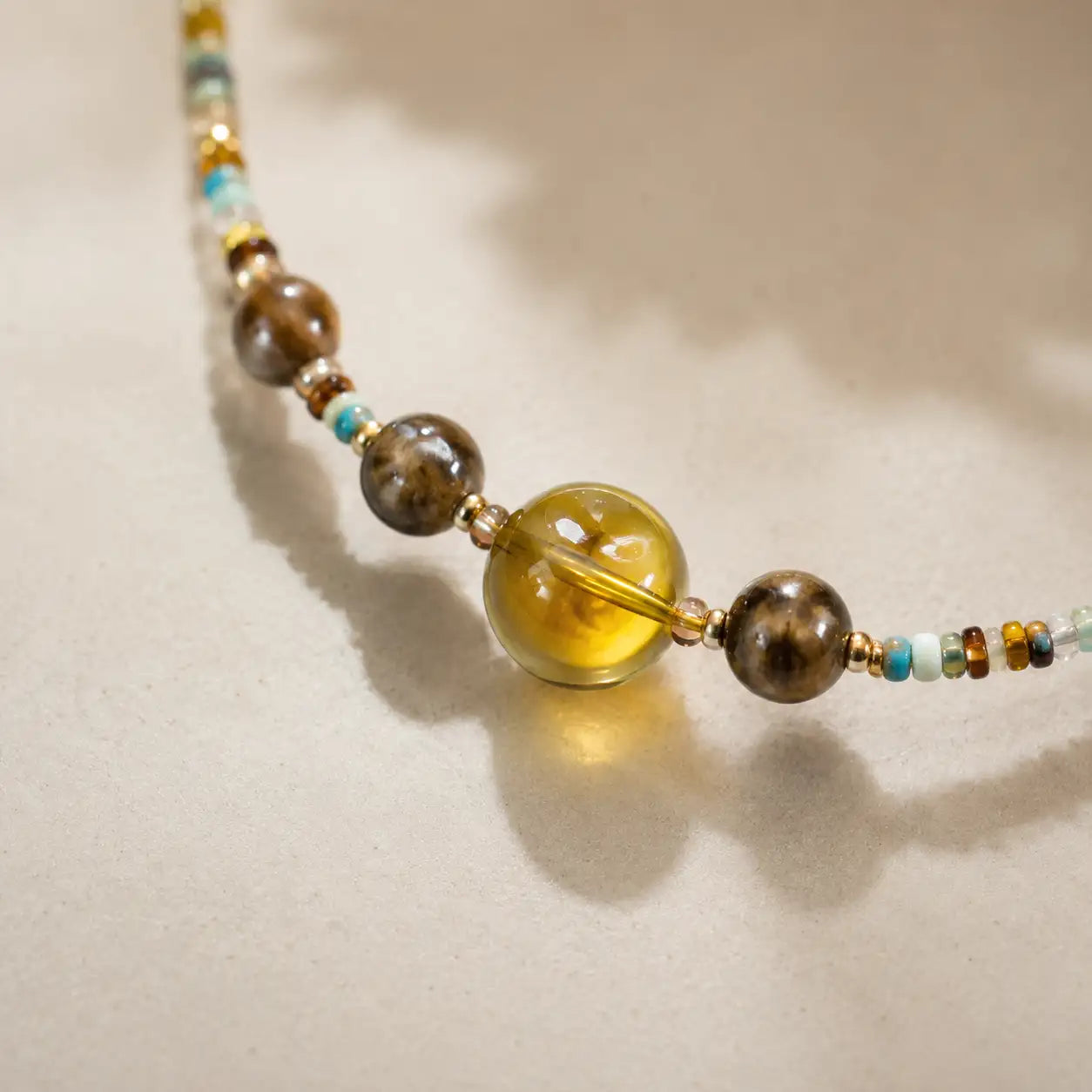 Tear Amber Beaded Necklace