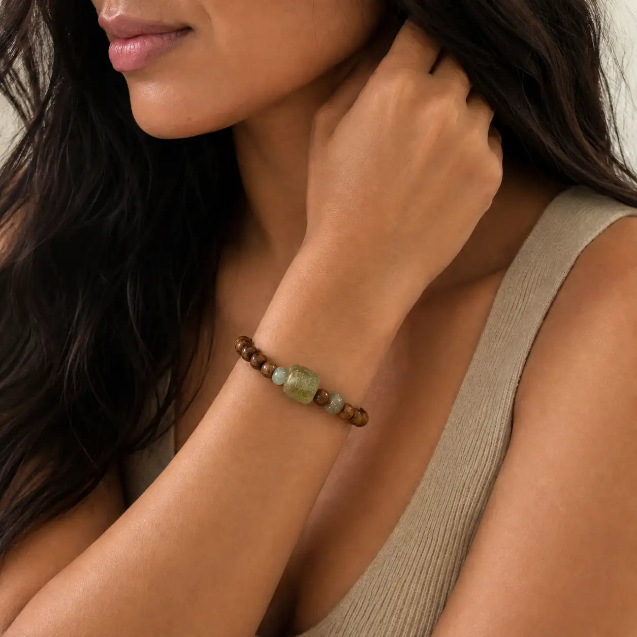 Wood-Style Bead Clarity Bracelet
