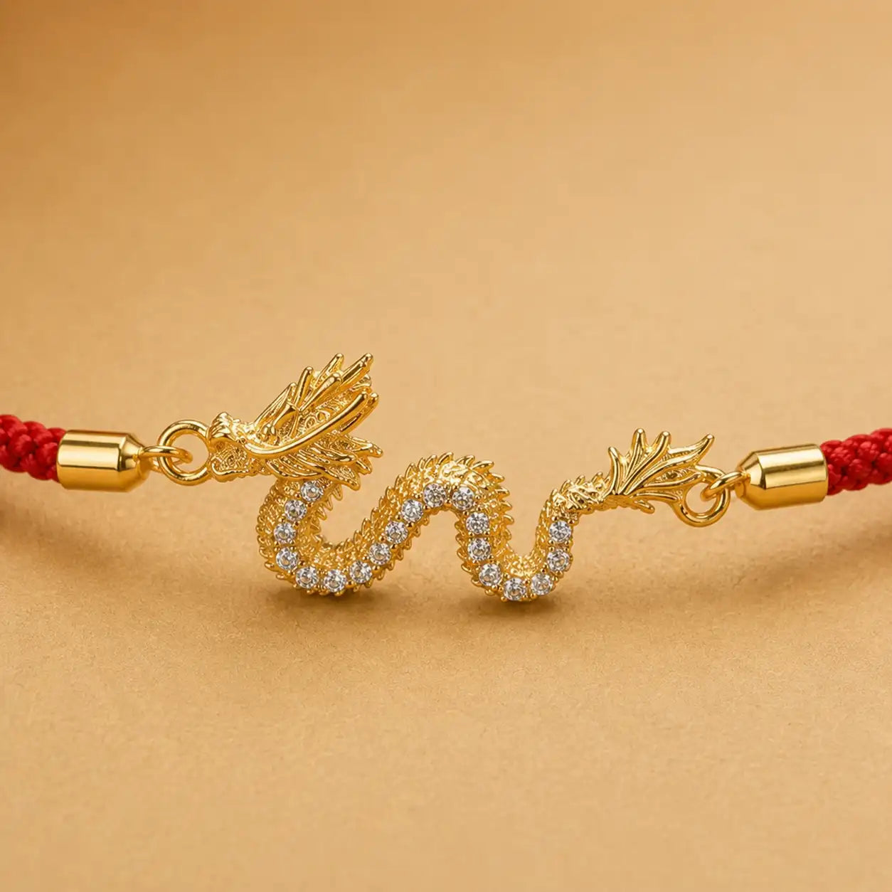 Golden Dragon Red String Bracelet
