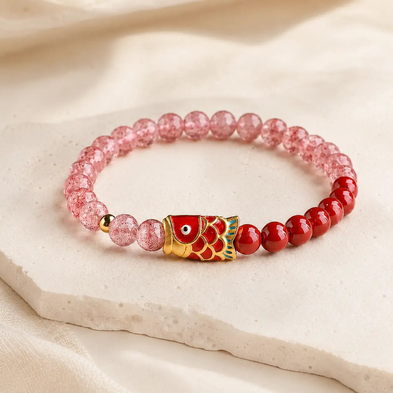Koi Pink Glass Bead Bracelet