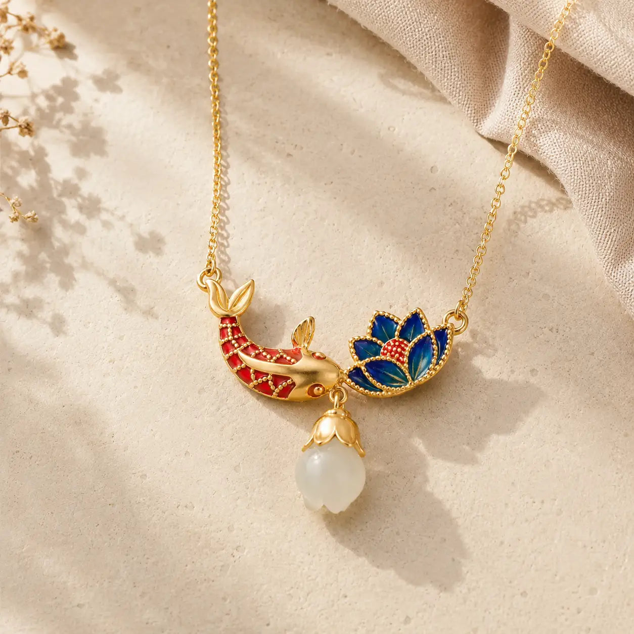 Koi Lotus Pendant Necklace