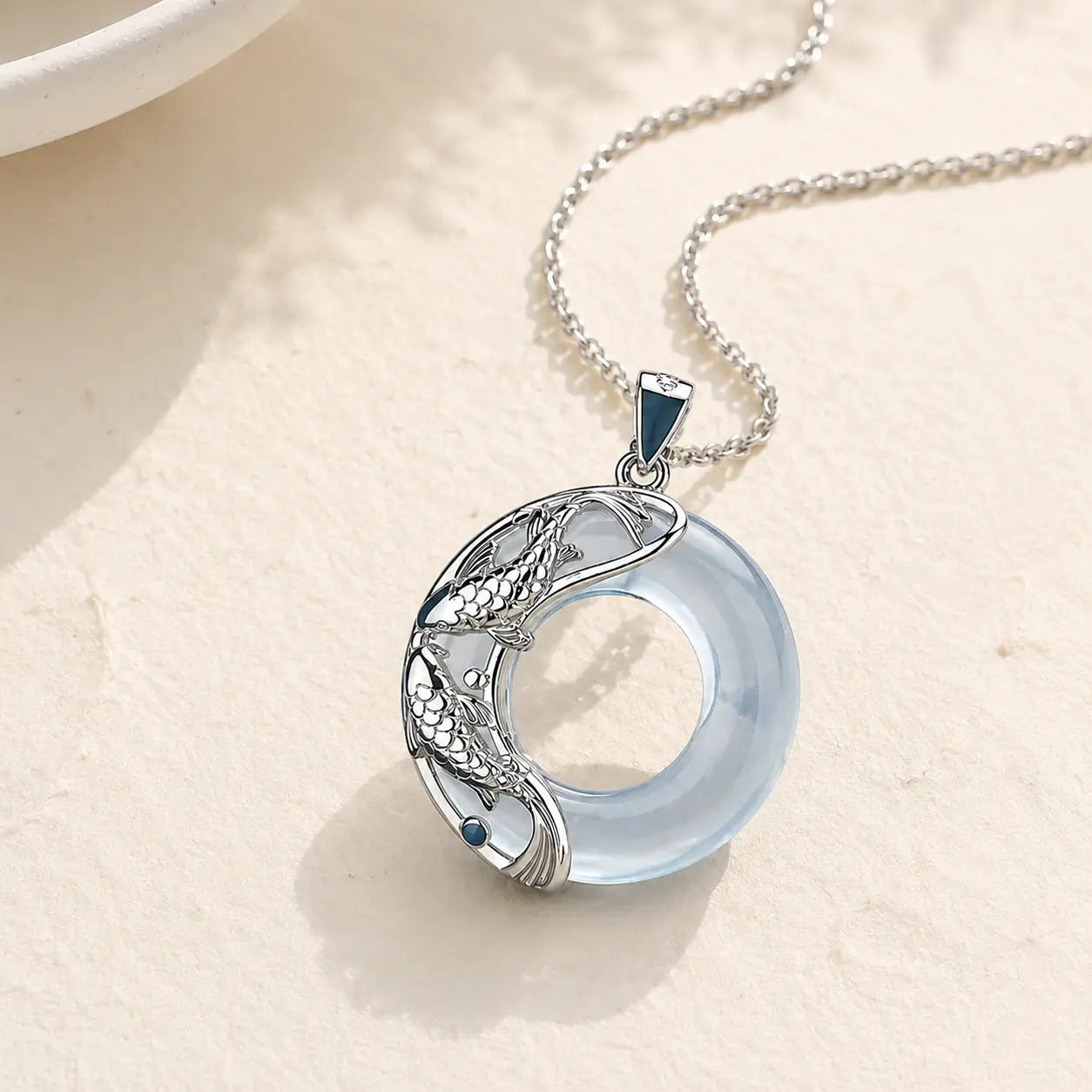 White Jade Koi Necklace