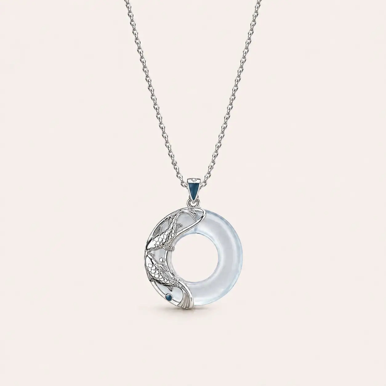 White Jade Koi Necklace