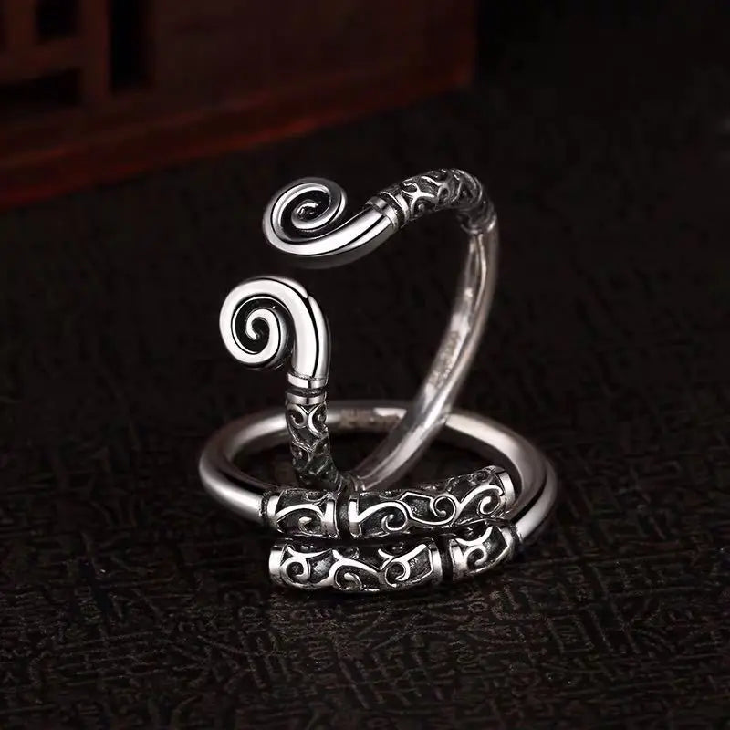 Black Myth Wukong Retro Punk Gothic Ring displayed on dark textured background